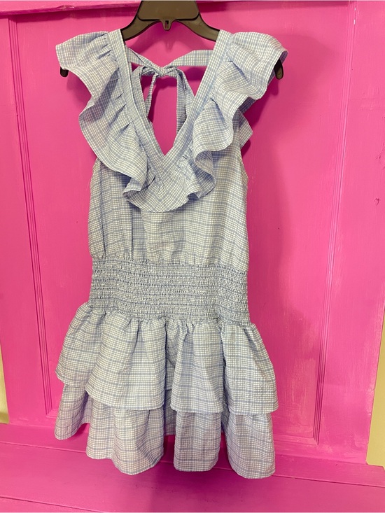 Day + Moon Dresses & Skirts - Light Blue Ruffle Tiered Mini Dress with Smocked Waist